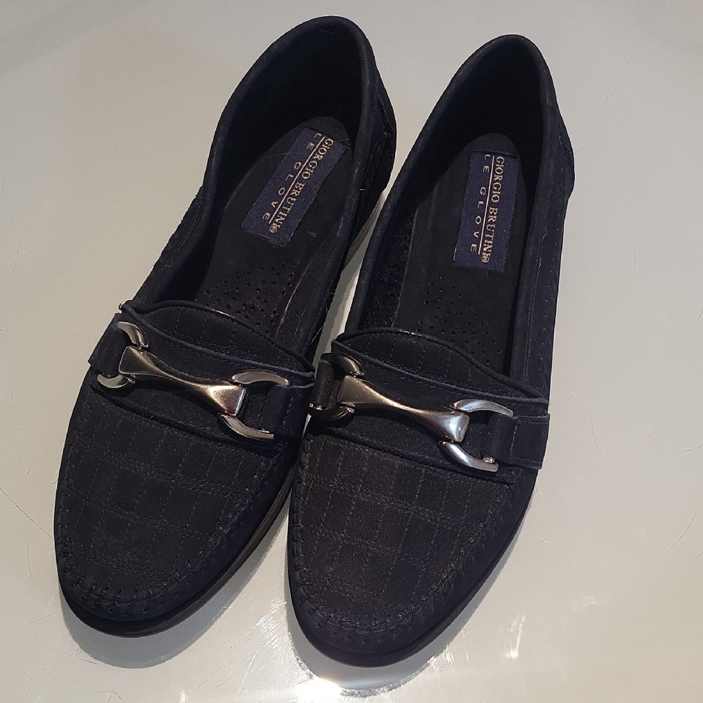 Giorgio Brutini Blue Loafers with Silver Accent